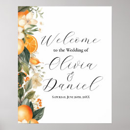 Välkommen Bröllop Poster Blommigten Signera Citrus