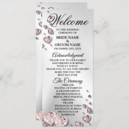 Välkommen Bröllop Rosa Peach Shiny Hearts Geometri Program