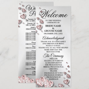 Välkommen Bröllop Rosa Peach Shiny Hearts Geometri Program