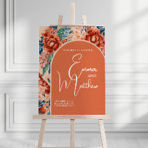 Välkommen Bröllop-tecken | Boho Terracotta Blommig