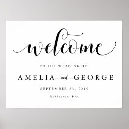 Välkommen bröllop-tecken poster