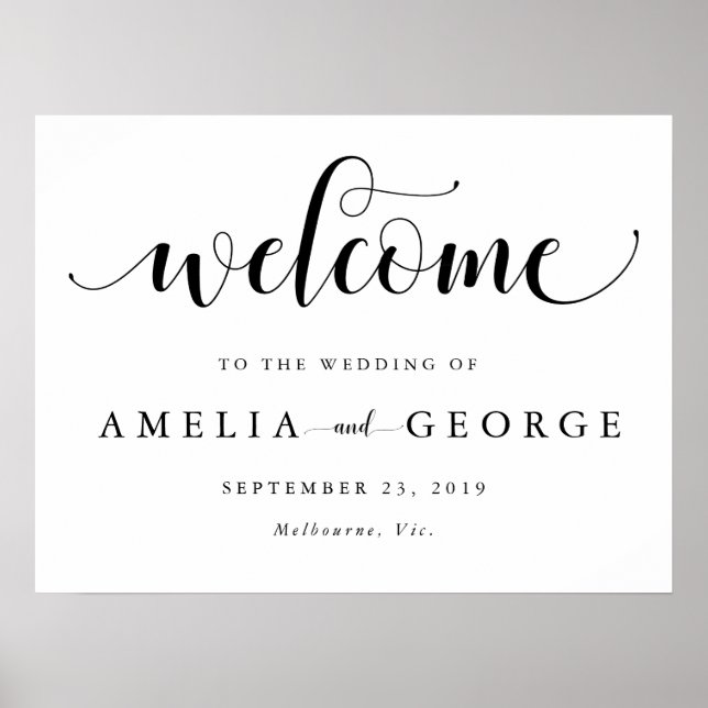 Välkommen bröllop-tecken poster (Framsidan)