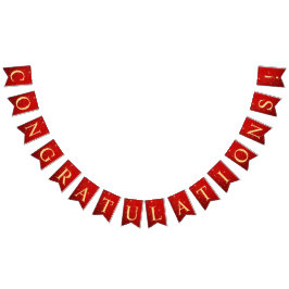 Välkommen Bröllopsfest Golden Bird Hearts Red Shin Vimplar