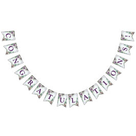 Välkommen Bröllopsfest Lila Blommig Grön Lövverk Vimplar