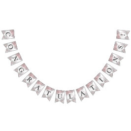 Välkommen Bröllopsfest Rosa Flowers Silver Elegant Vimplar