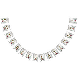 Välkommen Bröllopsfest Rosa Red Blommigt Grönt Gol Vimplar