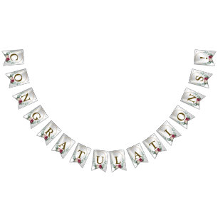 Välkommen Bröllopsfest Rosa Red Blommigt Grönt Gol Vimplar