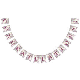 Välkommen Bröllopsfest Rosa White Flowers Elegant Vimplar