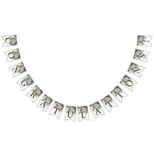 Välkommen Bröllopsfest Silver Golden Vit ros Vimplar