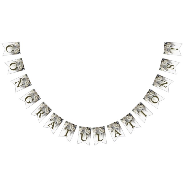 Välkommen Bröllopsfest Silver Golden Vit ros Vimplar (Alla)