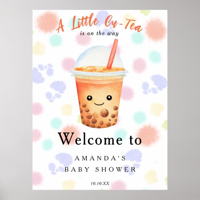 Välkommen Bubble Tea Baby shower Välkommen Poster (Framsidan)