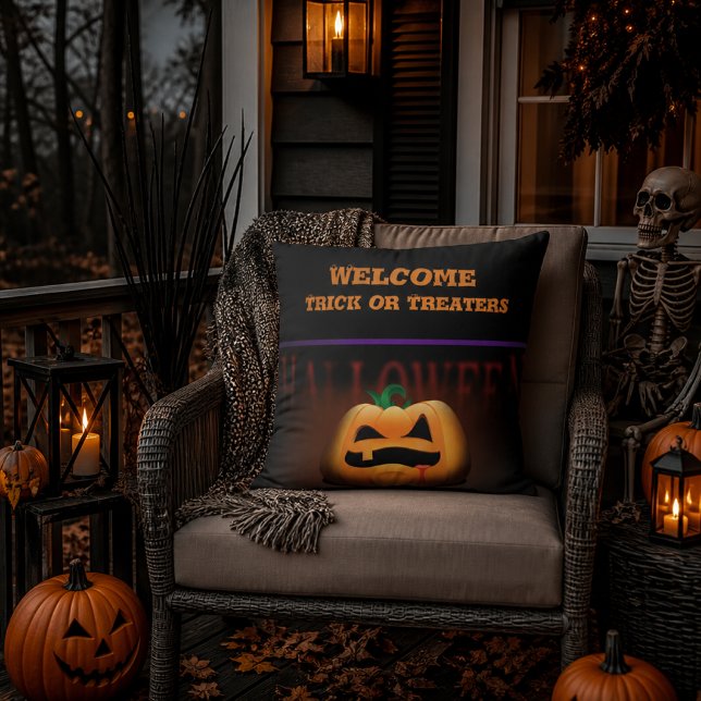 Välkommen bus eller godis halloween kudde (Skapare uppladdad)