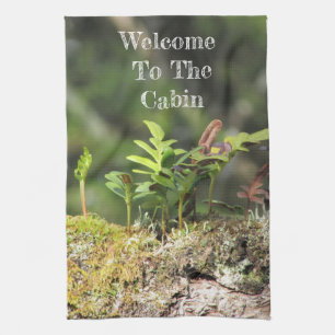 Välkommen Cabin Fern Moss Nature Grönt Guest Kökshandduk