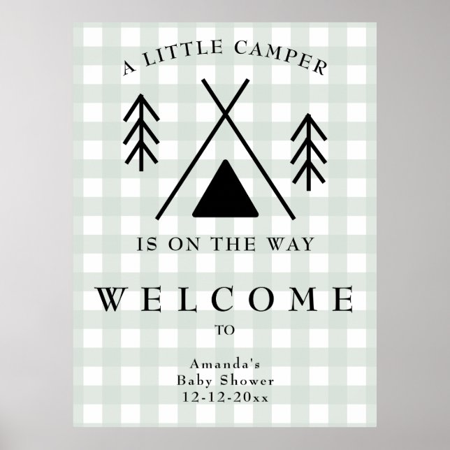 Välkommen Camping Baby Shower Poster (Framsidan)