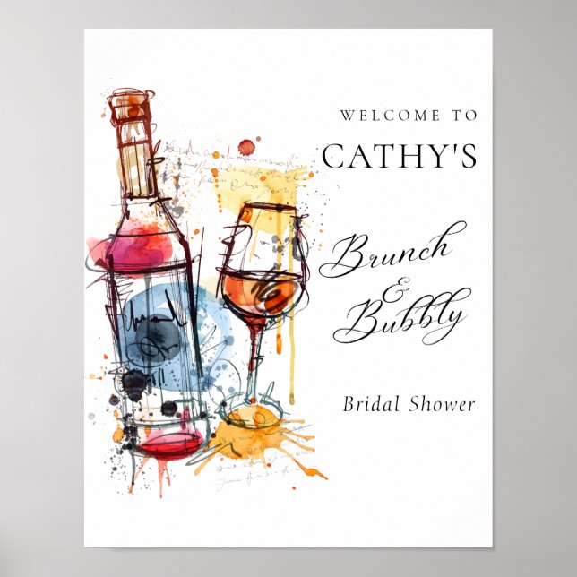 Välkommen Champagne Brunch och Bubbly Bröllopsfest Poster (Framsidan)