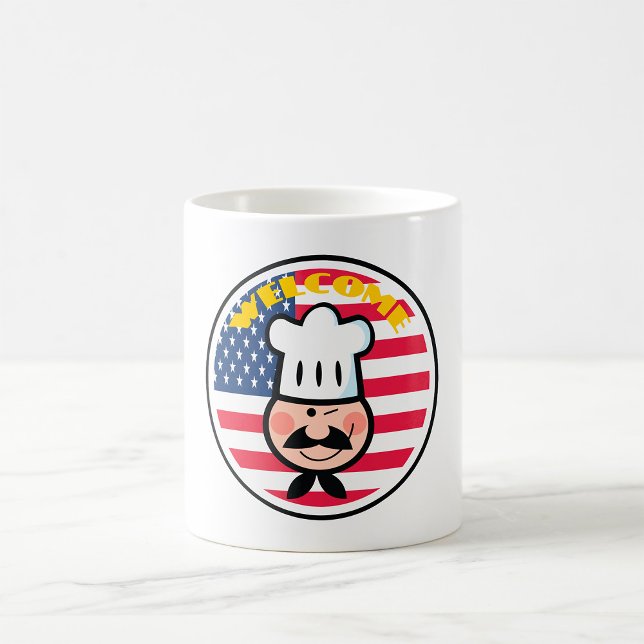 Välkommen Chef med amerikansk Flagga Kaffemugg (Skapare uppladdad)