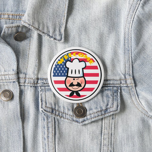 Välkommen Chef med amerikansk Flagga Knapp (Skapare uppladdad)