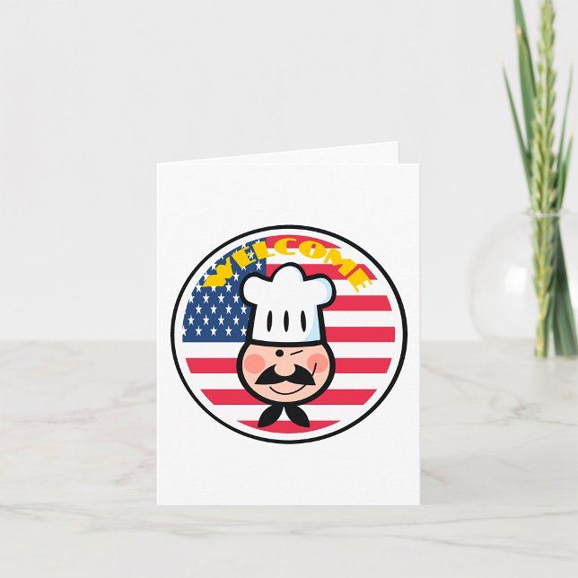 Välkommen Chef med amerikansk Flagga Kort (Skapare uppladdad)