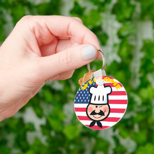 Välkommen Chef med amerikansk Flagga Nyckelring