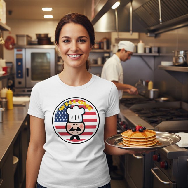 Välkommen Chef med amerikansk Flagga T Shirt (Skapare uppladdad)