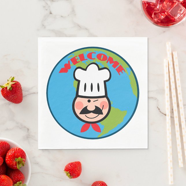 Välkommen Chef Söt Tecknad Kock Pappersservett (Skapare uppladdad)