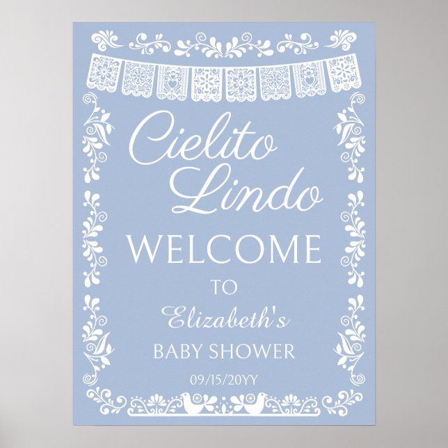 Välkommen Cielito Lindo Baby Shower Dammtorblue Poster (Framsidan)