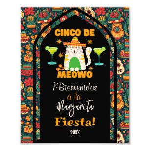 Välkommen Cinco De Mayo- Söt Katt Margarita Fiesta Fototryck