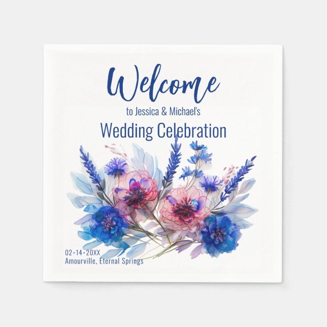 💍 Välkommen Cornblommor och Lavender Pappersservett (Framsidan)