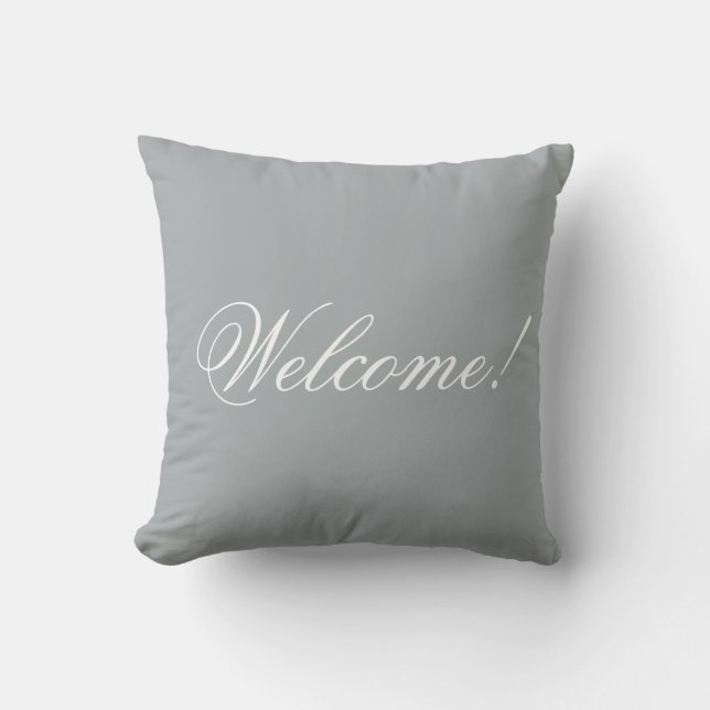 Välkommen! Dekorativ kudde personlig Pillows grått (Framsida)