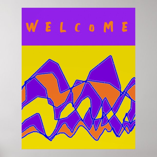 VÄLKOMMEN DESIGNAD FÖR DIN LILA OCH MUSTARD POSTER (Framsidan)