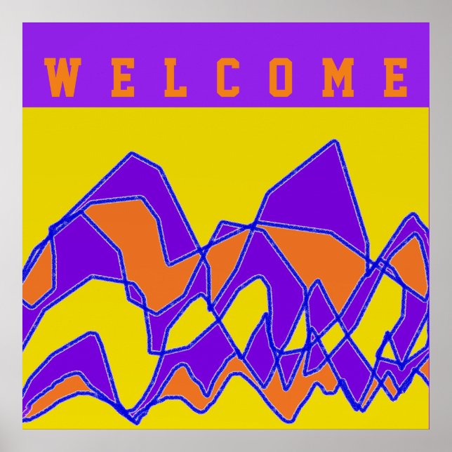 VÄLKOMMEN DESIGNAD FÖR DIN LILA OCH MUSTARD POSTER (Framsidan)