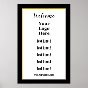 Välkommen din Logotyp hit, svart och vit mall Poster