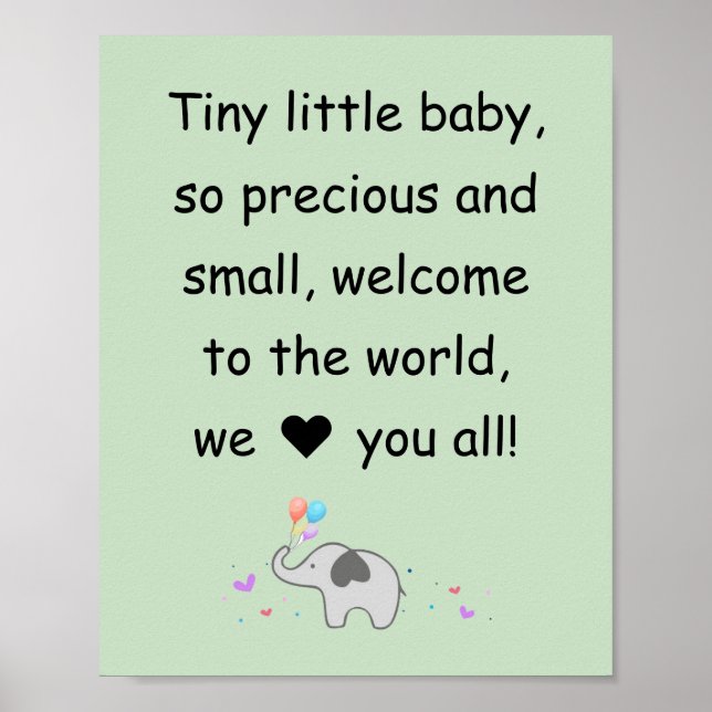 välkommen, elefant, dekoration för förskolan poster (Framsidan)