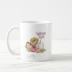 Välkommen Fall Pumpkins Flowers Kaffemugg