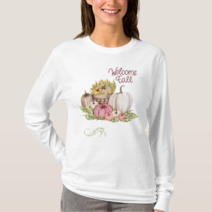 Välkommen Fall Pumpkins Flowers T Shirt