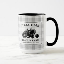 Välkommen Familj Namn Farm Tractor White Play Big Mugg