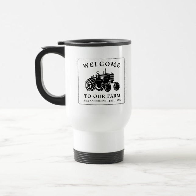 Välkommen Family Namn Farm Tractor White Resemugg (Vänster)