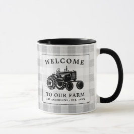 Välkommen Farm Tractor Family Namn White Play Mugg