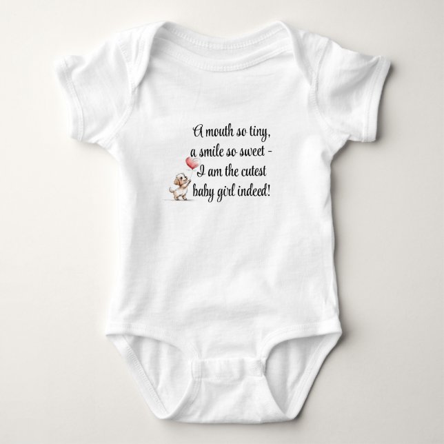Välkommen Flicka, Cute Baby Gift, Hund & Balloon, T Shirt (Framsida)