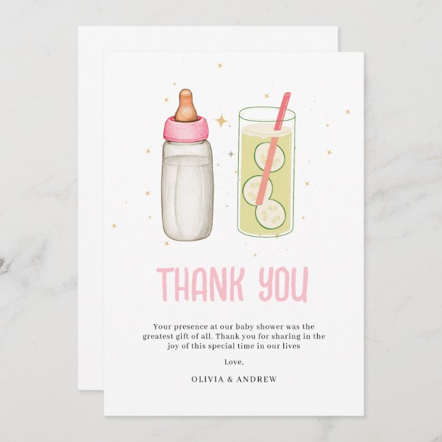 Välkommen Flicka, Nyfödd bebis Party Tack Kort (Fram/baksida)