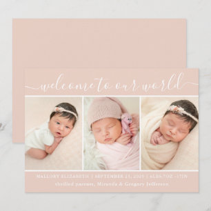Välkommen Flicka Photo Collage Birth Announ Meddelande