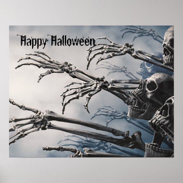 Välkommen Foolish Mortales Zombie Skeleton Scary Poster (Framsidan)
