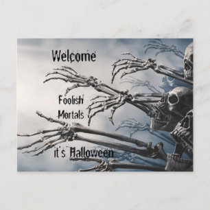 Välkommen Foolish Mortales Zombie Skeleton Scary Vykort