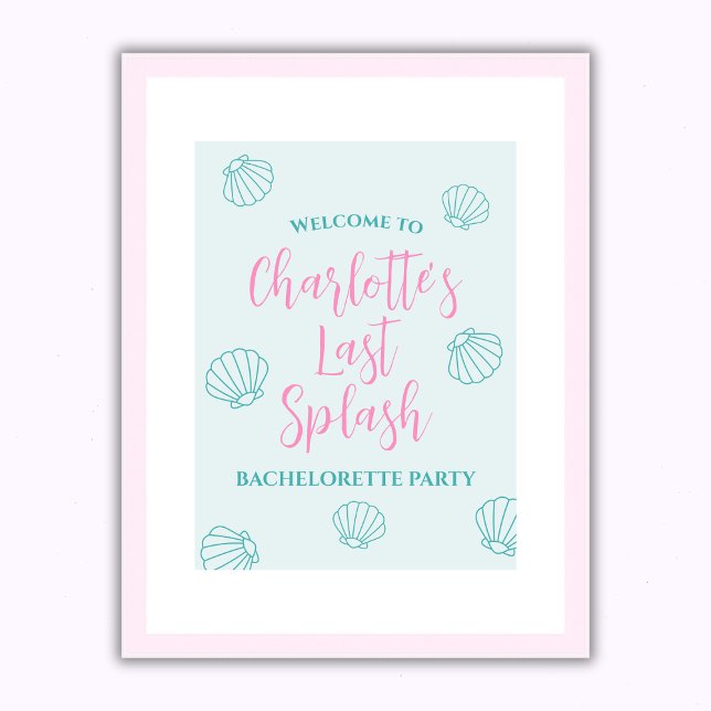Välkommen förra Stänk Seashell Beach Bachelorette Poster (Last Splash Seashell Beach Bachelorette Welcome Poster)
