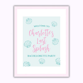 Välkommen förra Stänk Seashell Beach Bachelorette Poster