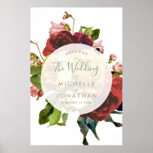Välkommen från Engelska Garden Botanical Ro Bröllo Poster