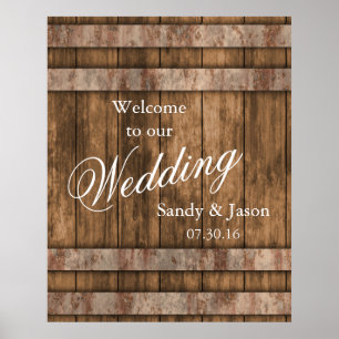 Välkommen från Rustic Land Barn Wood Bröllop Poster
