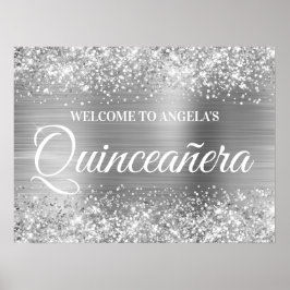 Välkommen från silver Glitter och Foil Quinceanera Poster