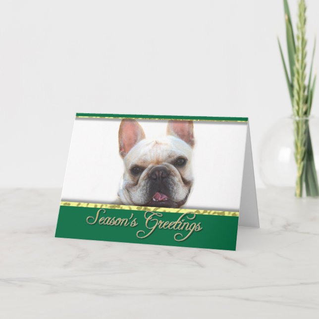 Välkommen fransk bulldogg julkort helgkort (Framsida)
