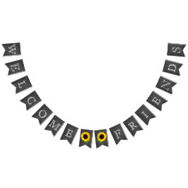 Välkommen Friends Chalkboard Titta på solblommor Vimplar